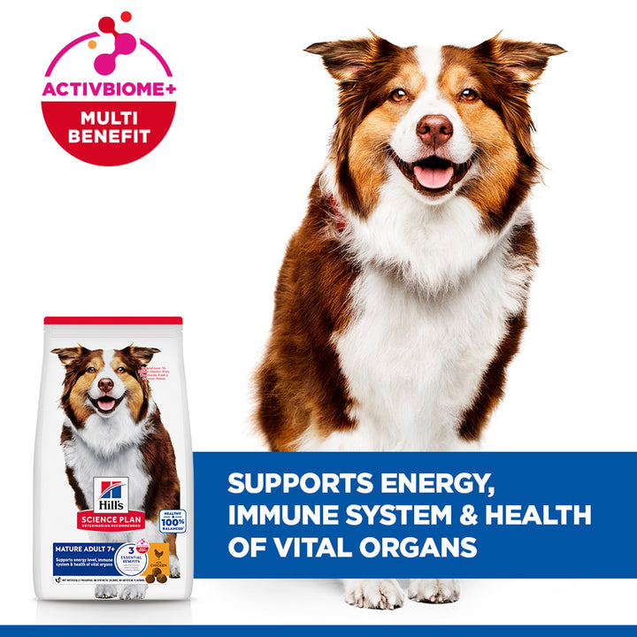 Hill's Science Plan Mature Adult 7+ Medium with ActivBiome+ Multi Benefit, supporting energy, immune system and vital organs