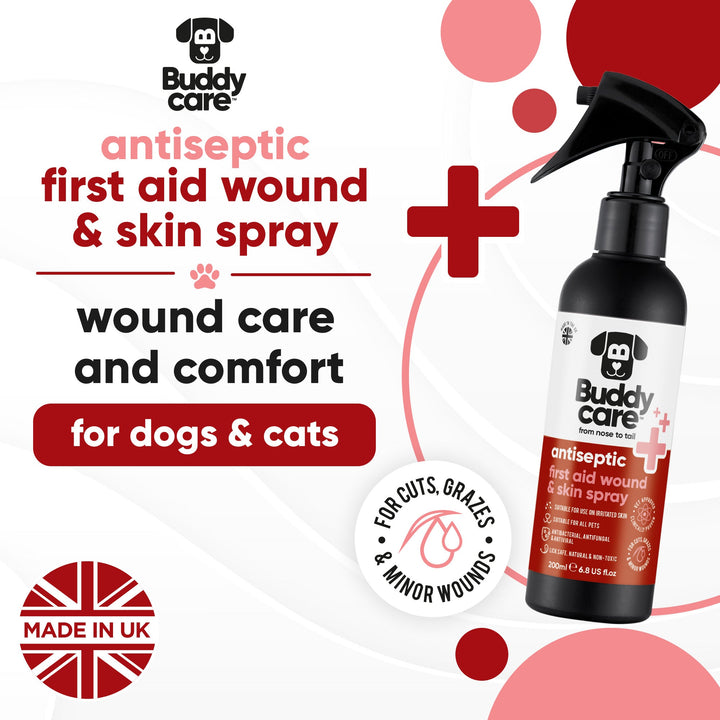 Buddycare antiseptic first aid wound and skin spray for dogs and cats, made in UK