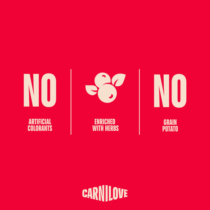 Carnilove soft snack: no artificial colourants, enriched with herbs, no grain or potato
