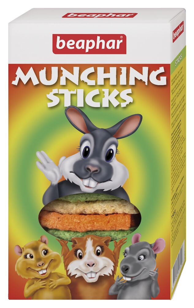 Beaphar Munching Sticks for Small Animals 150g, front of the current pack