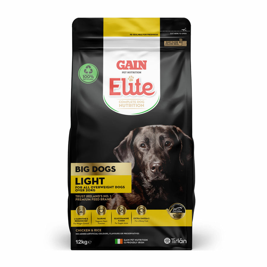 Gain Elite Big Dogs Light Chicken dog food 12kg bag, front of pack