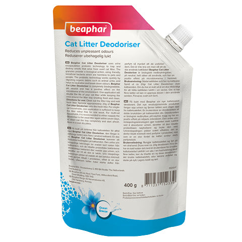 Beaphar Cat Litter Deodoriser Ocean Breeze 400g, back of pack
