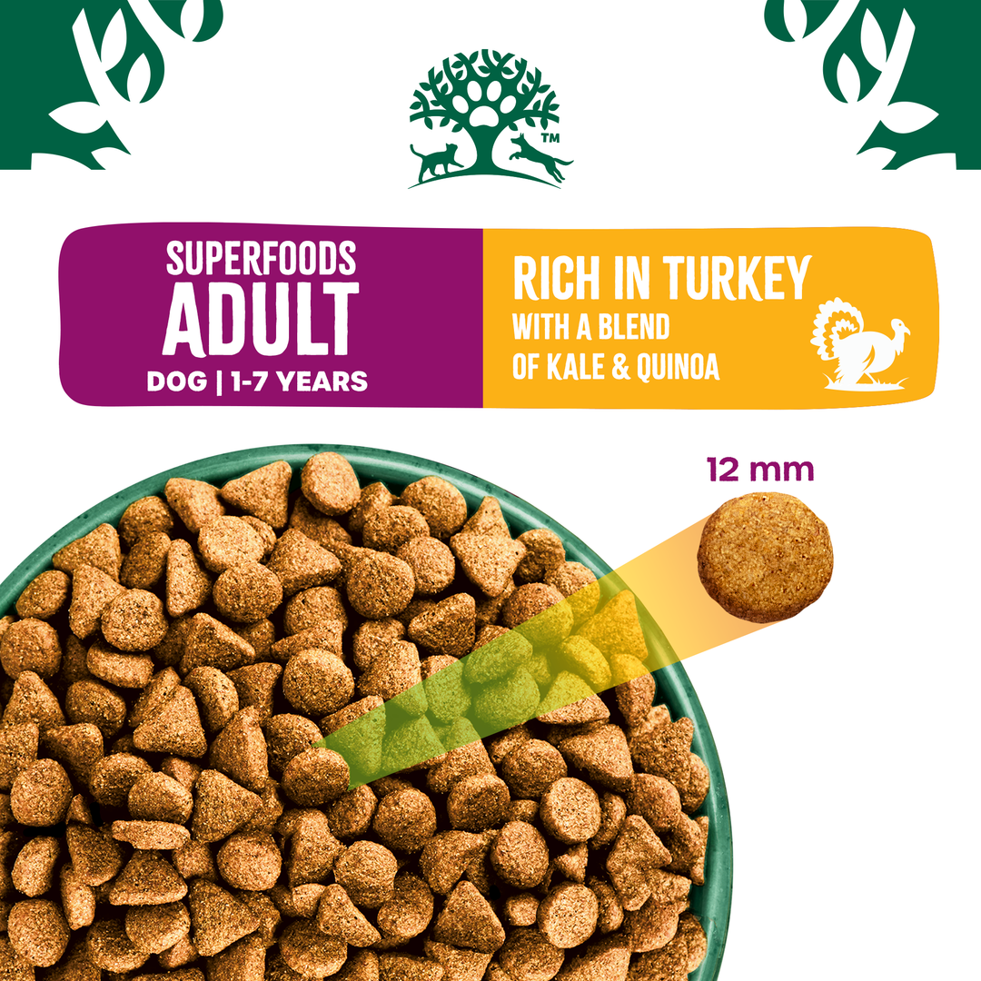 James Wellbeloved Superfoods Adult Turkey, Kale & Quinoa kibble, approx. 12mm