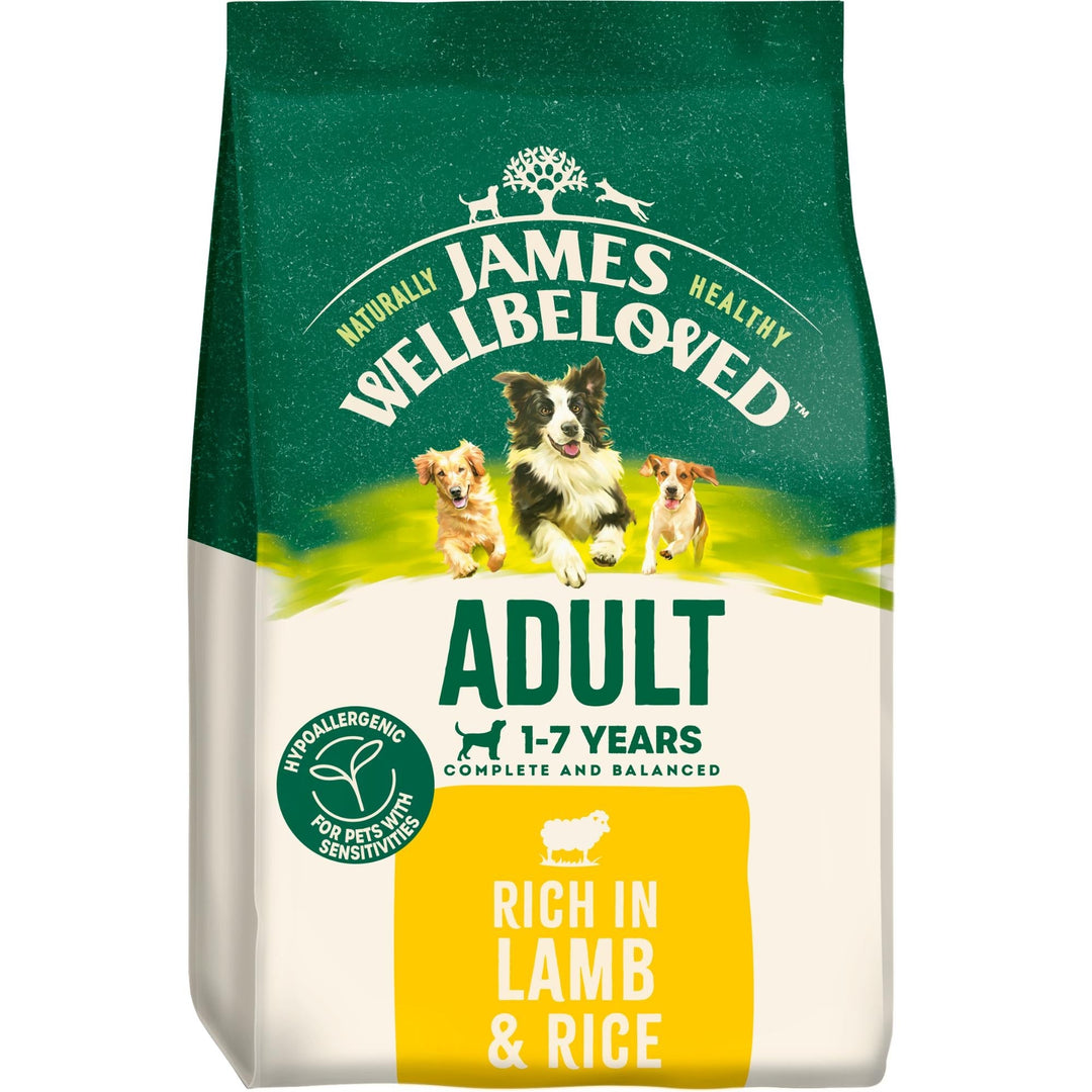 James Wellbeloved Adult Lamb & Rice dry dog food, front of bag