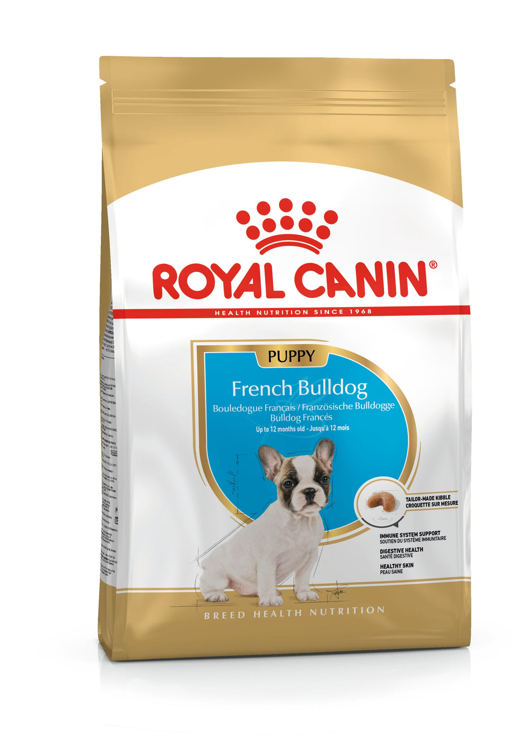 Royal Canin French Bulldog Puppy dry dog food bag, front of pack