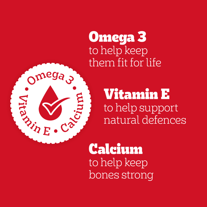 Pedigree Jumbone benefits: Omega 3, vitamin E and calcium