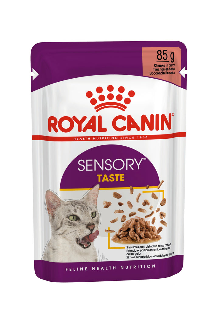 Royal Canin Sensory Taste chunks in gravy 85g pouch, front of pack