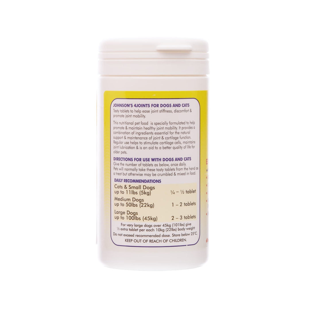 Johnson's 4joints Extra Strength Tablets, label side showing directions and daily recommendations