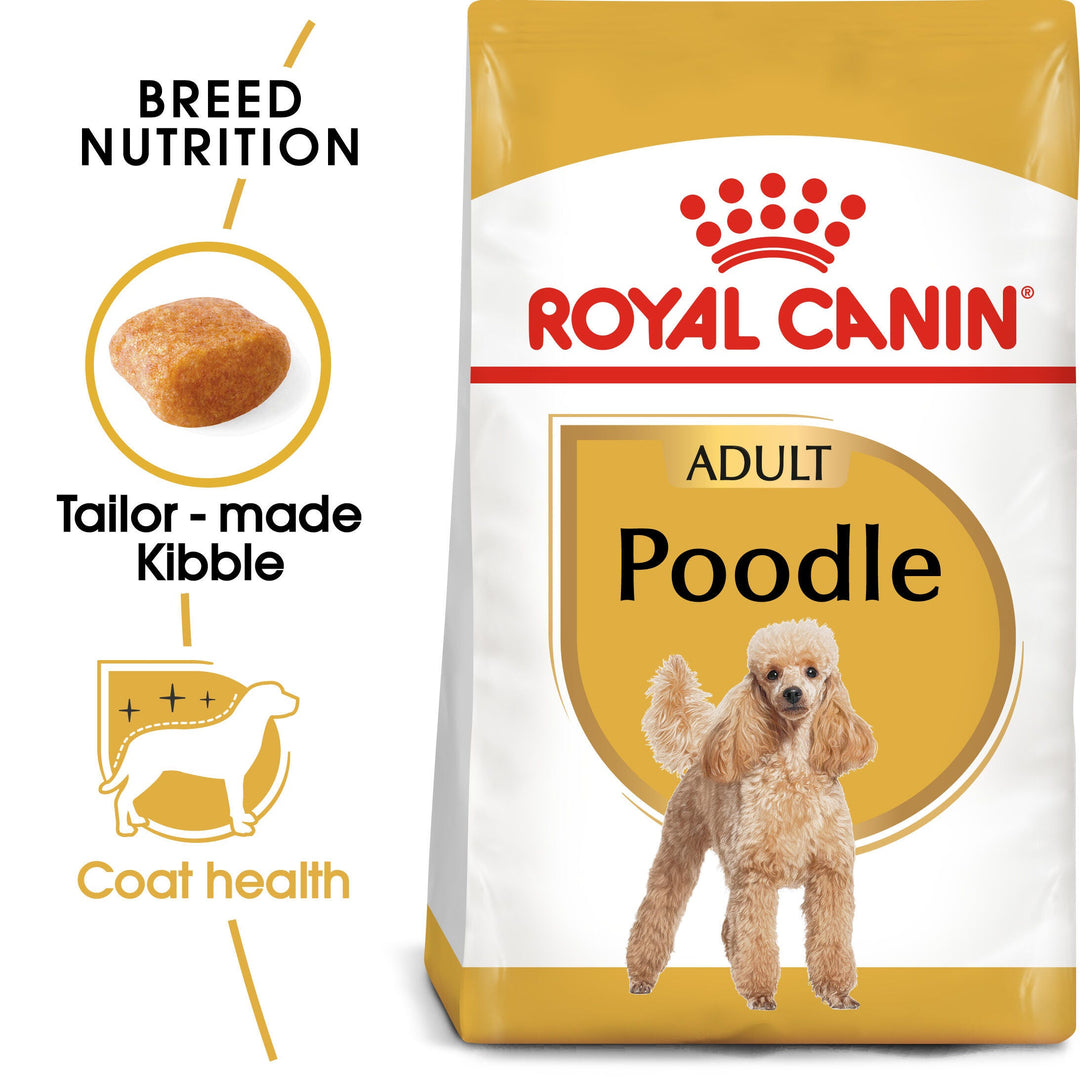 Royal Canin Poodle Adult pack with tailor made kibble and coat health benefits