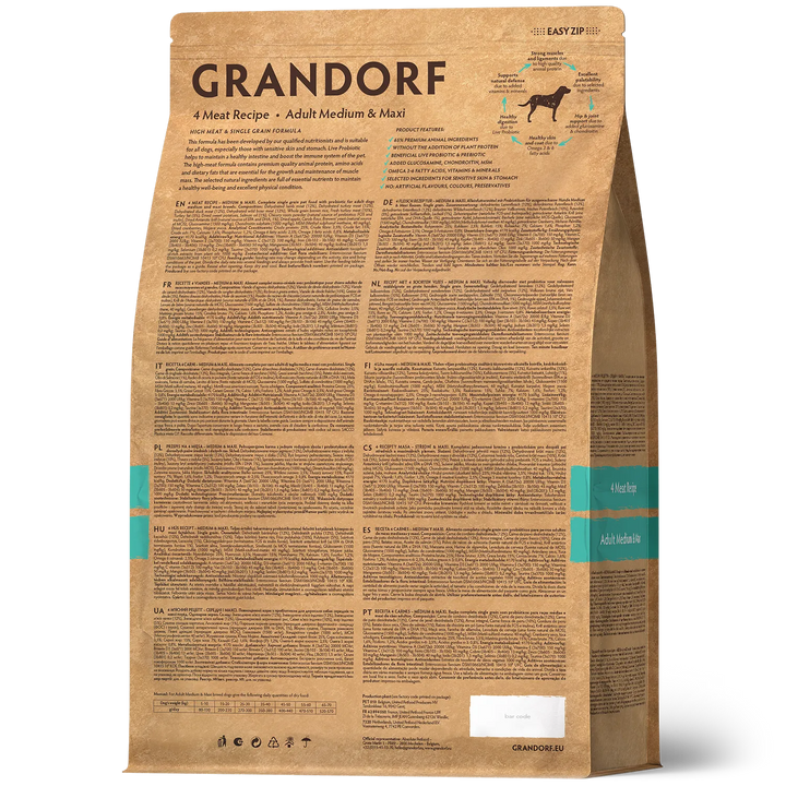 Grandorf 4 meat receipe for Medium and Large Breed Dogs