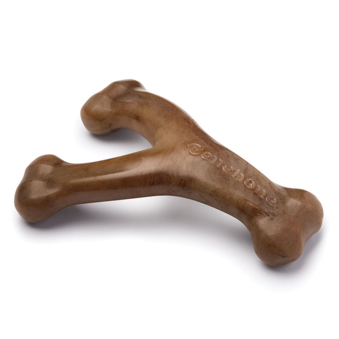 Benebone Wishbone Bacon dog chew, Small, nylon wishbone shape