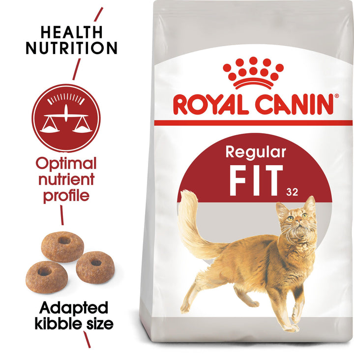 Royal Canin Fit 32 bag with optimal nutrient profile and adapted kibble size benefits