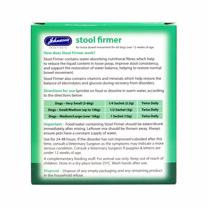 Johnson's Stool Firmer for Cats, back of box with directions for use