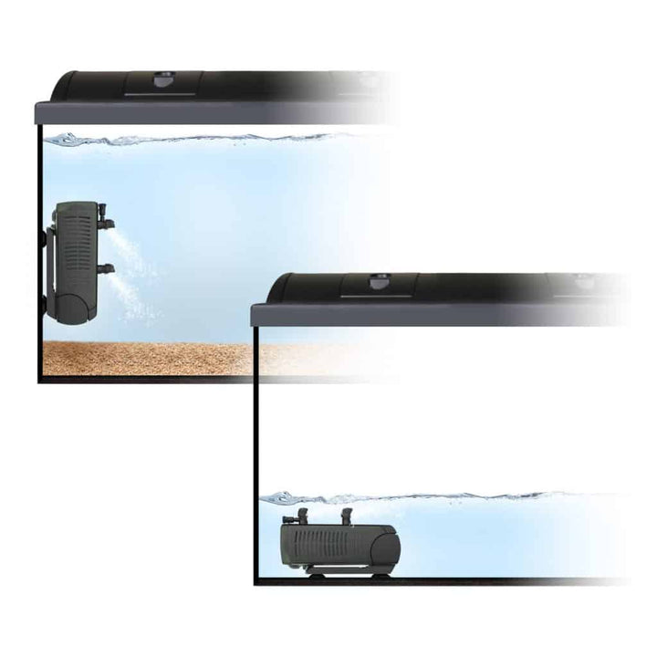 Fluval U2 positioned vertically or horizontally in the aquarium