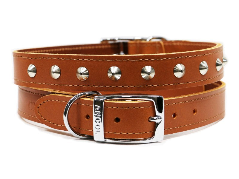Ancol S6 Sewn Studded Dog Collar Tan 22