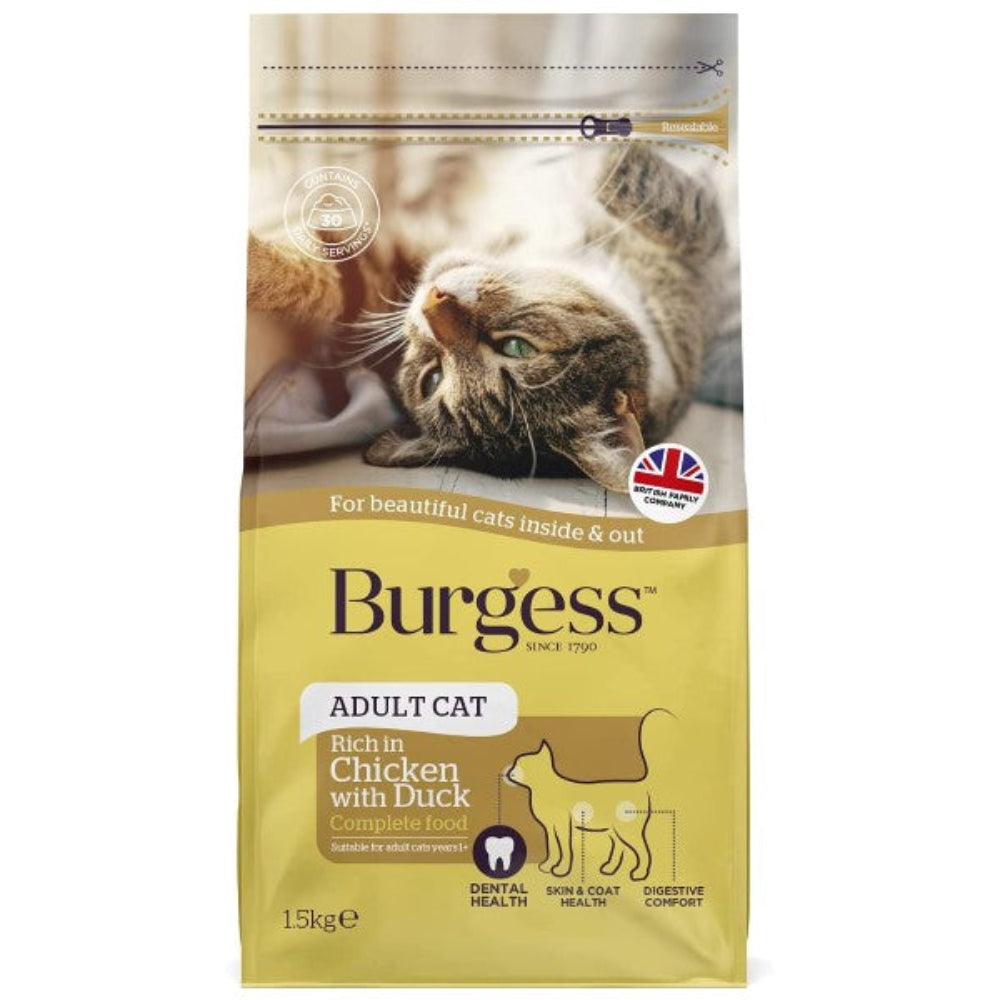 Burgess Adult Dry Cat Food Chicken & Duck 1.5kg