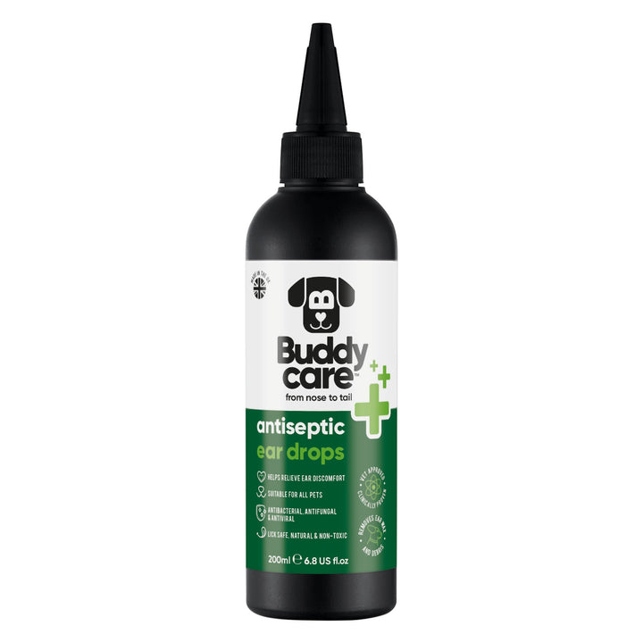 Buddycare Antiseptic Ear Drops 200ml bottle, front of pack