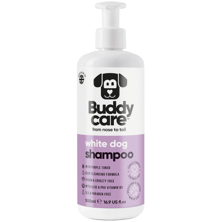 Buddycare White Dog Shampoo 500ml, front of bottle