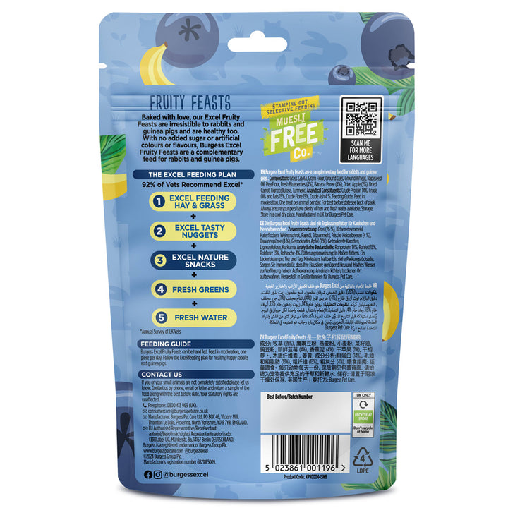 Burgess Excel Fruity Feasts Treats for Rabbits and Guinea Pigs – 60g