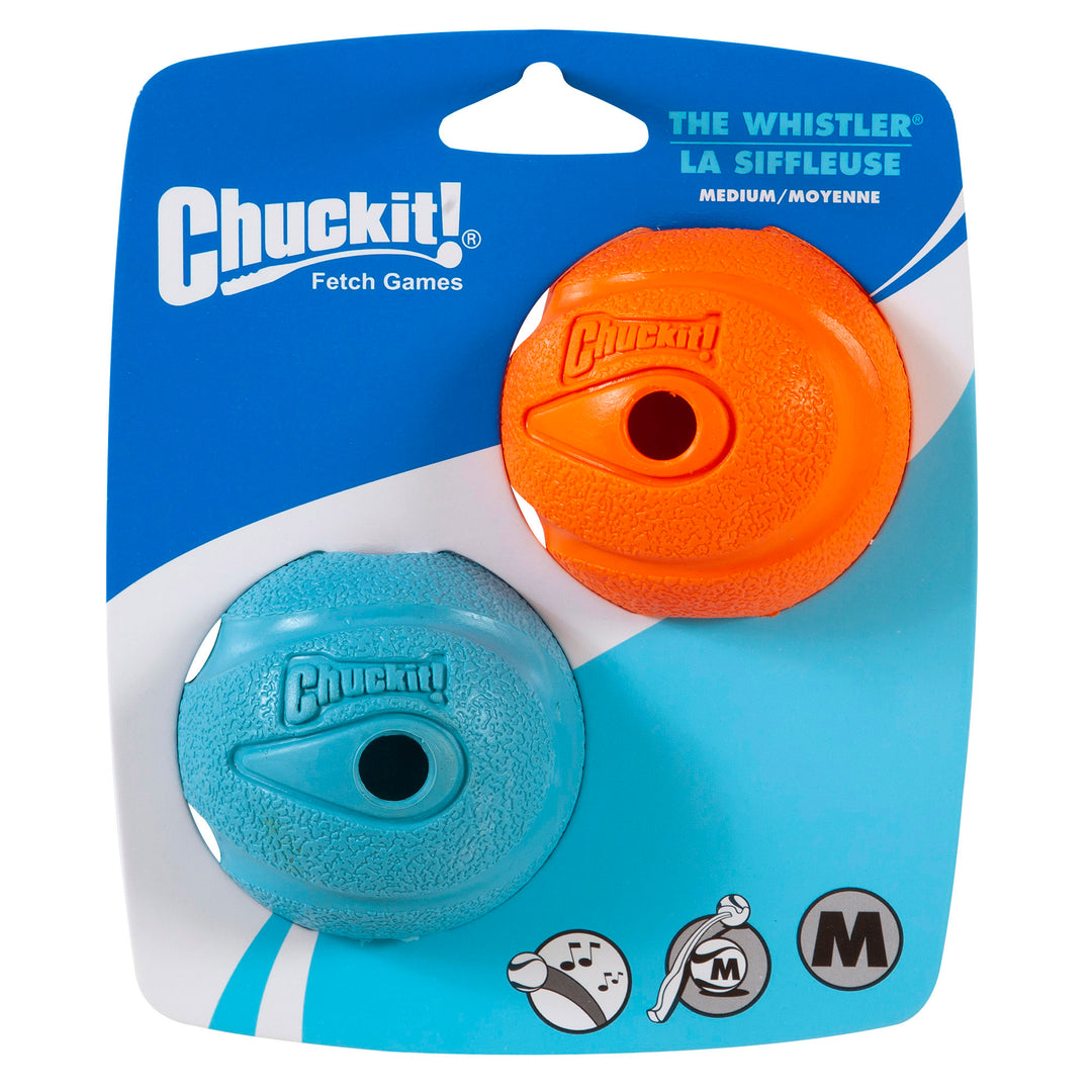 Chuckit! Whistle Fetch Ball Dog Toy – Medium 2 Pack