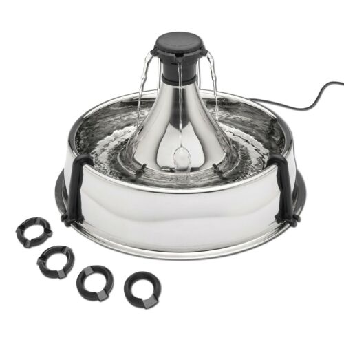 PetSafe Drinkwell 360 stainless steel pet fountain with 5 interchangeable spout rings