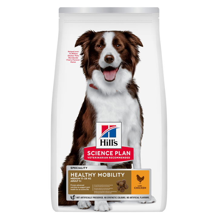 Hill's Science Plan Healthy Mobility Medium Adult Dry Dog Food with Chicken bag, front of pack