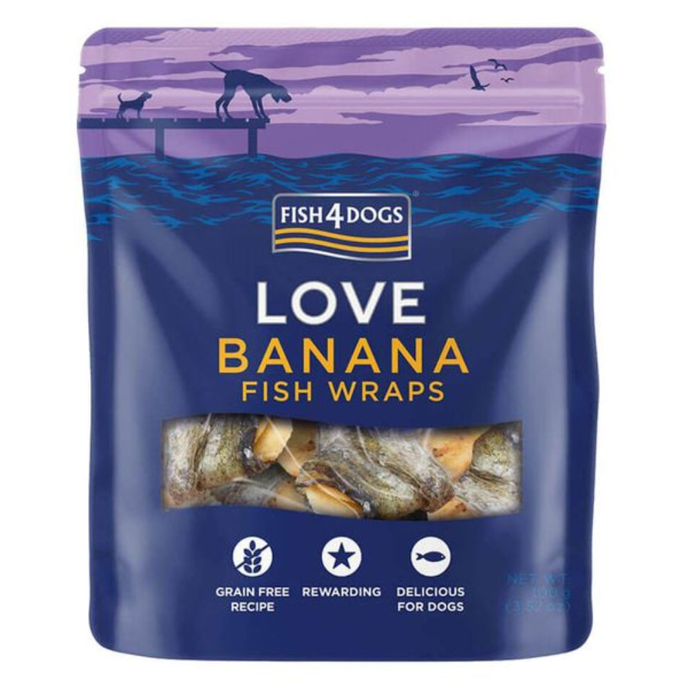 Fish 4 Dogs Love Banana Fish Wraps 100g