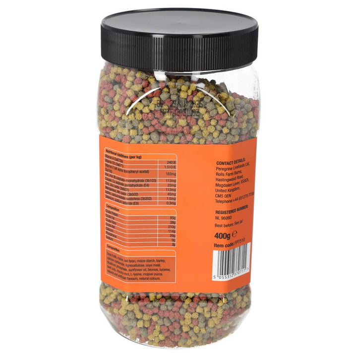 ProRep Tortoise Dry Formula Fruit and Flower Mix 400g tub, nutritional label