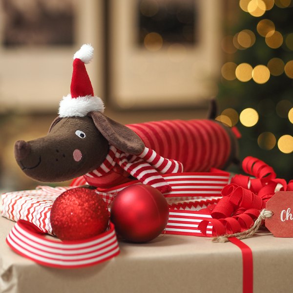 Festive Frankie Sausage Dog Toy - PetWorld