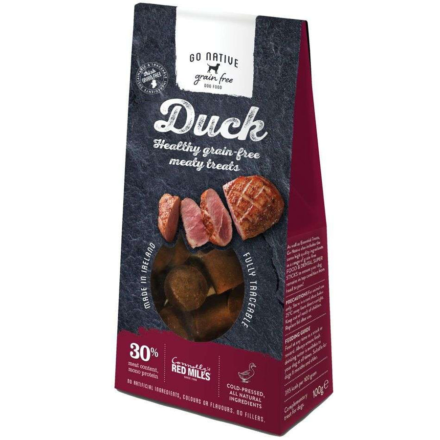 Go Native Duck Dog Treats 100g pack, front of pack