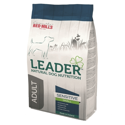 Red Mills Leader Adult Sensitive Small Breed Lamb dry dog food bag, front of pack