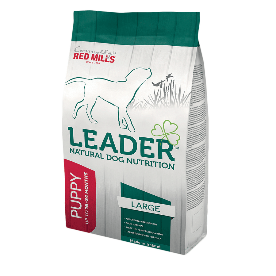Red Mills Leader Puppy Large Breed Chicken and Rice dog food bag, front of pack