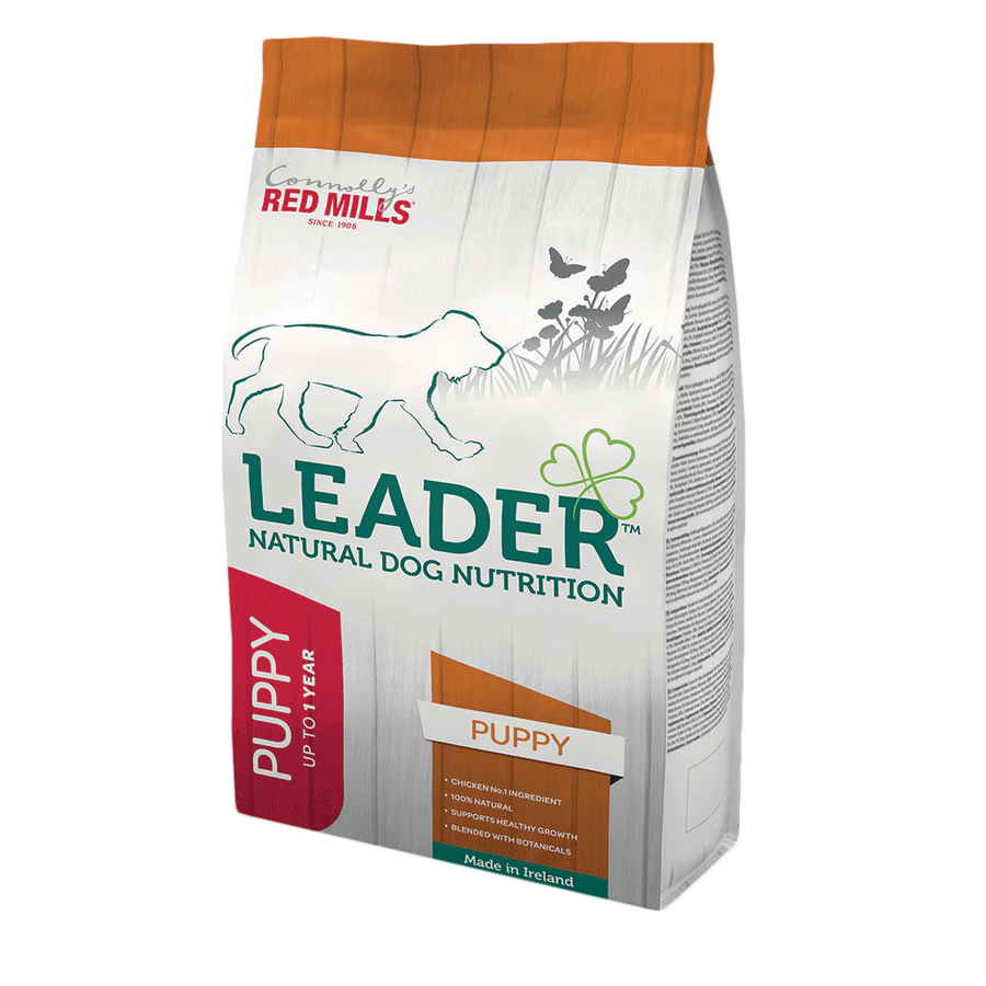 Red Mills Leader Puppy Medium Breed Chicken and Rice dog food bag, front of pack