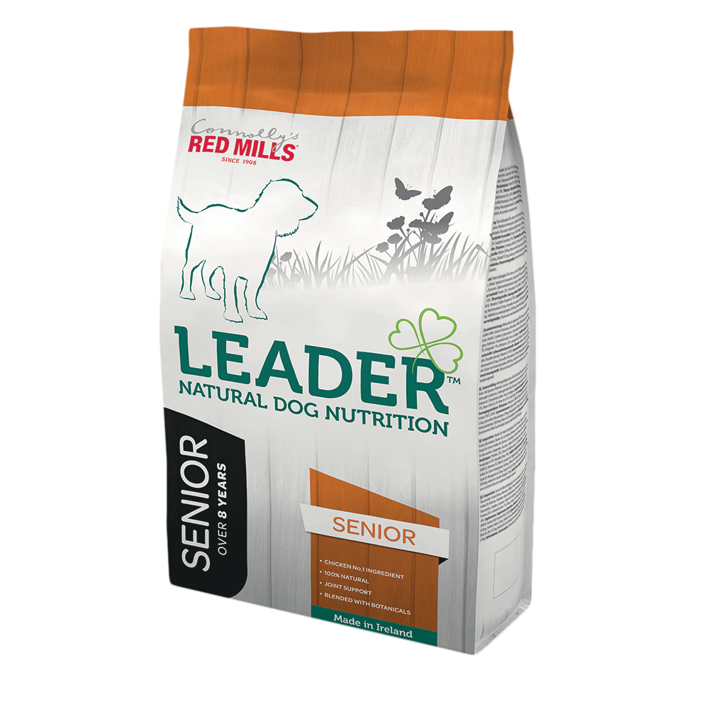 Red Mills Leader Senior Medium Breed Chicken and Rice dog food bag, front of pack