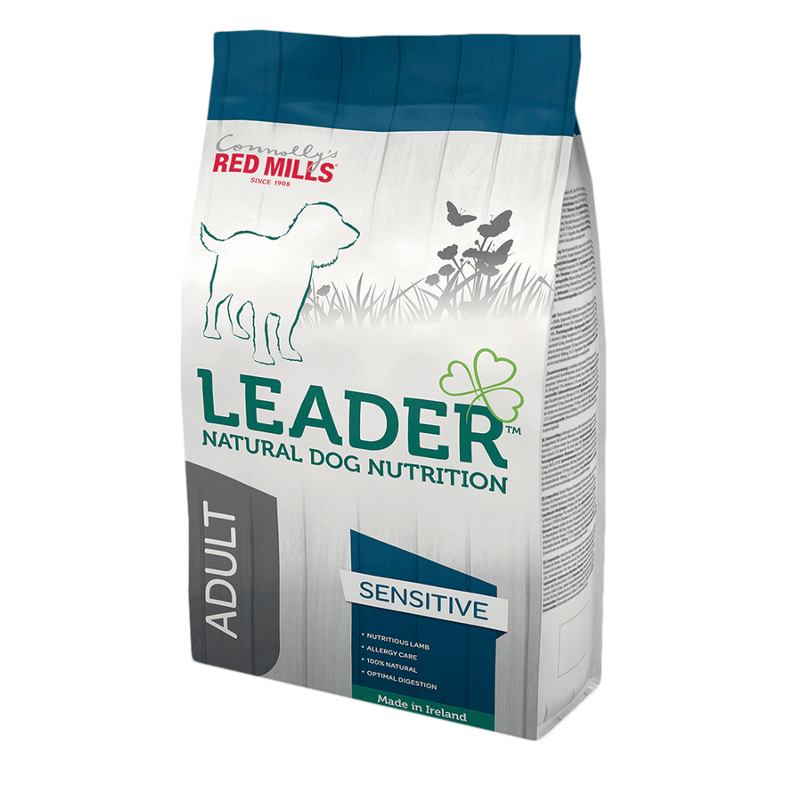 Red Mills Leader Adult Sensitive Medium Breed Lamb dog food bag, front of pack