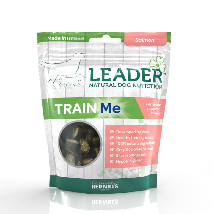 Leader Train Me Salmon dog training treats 130g pack, front