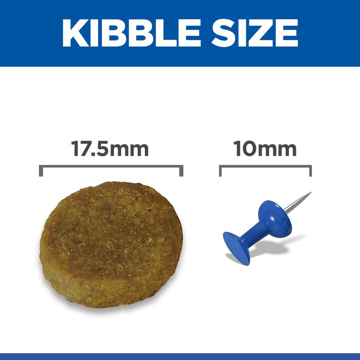 Hill's Light Large Breed Adult kibble size, about 17.5mm
