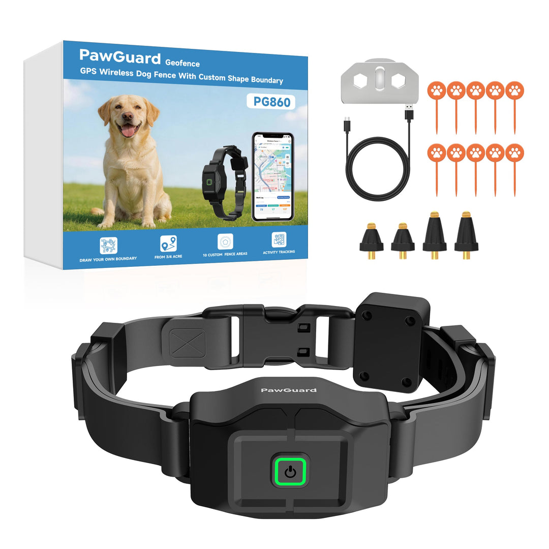 PawGuard PG860 GPS dog fence with app, black collar strap