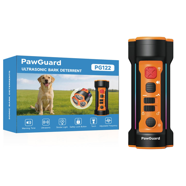 PawGuard ultrasonic bark deterrent with retail box
