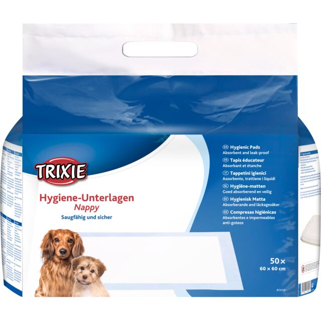 Trixie Nappy Hygiene Pads 60cm x 60cm 50 pack, current pack front