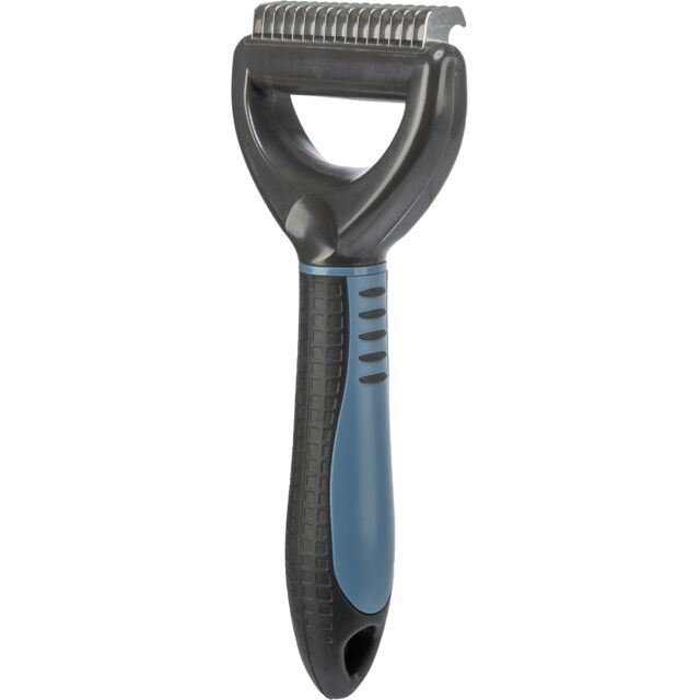 Trixie Universal Groomer for large dogs, dark grey and blue, full length view
