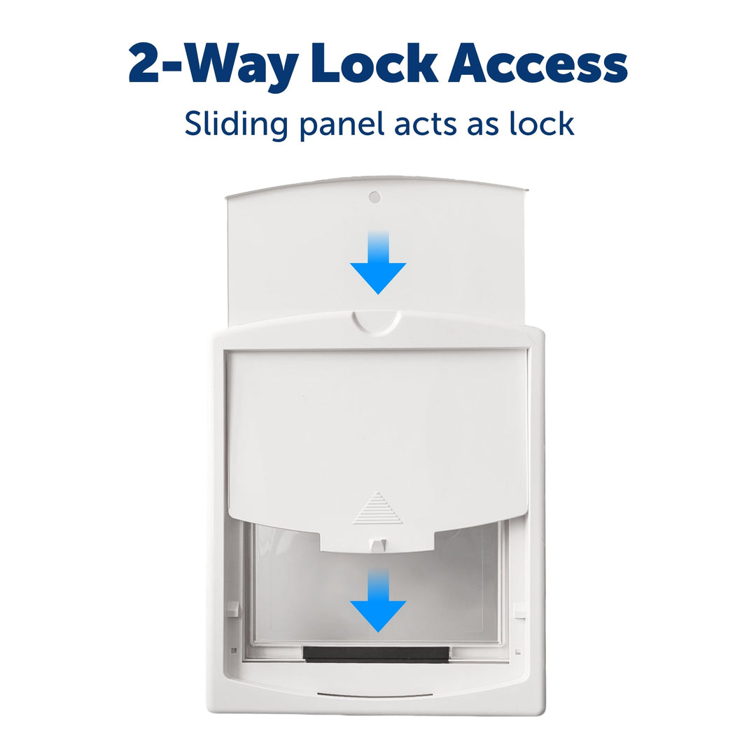 Staywell Original 2 Way Pet Door White: sliding closing panel acts as the lock