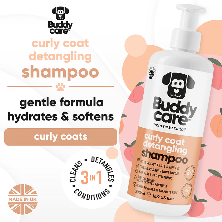 Buddycare Curly Coat Detangling Shampoo: 3 in 1, cleanses, detangles and conditions curly coats