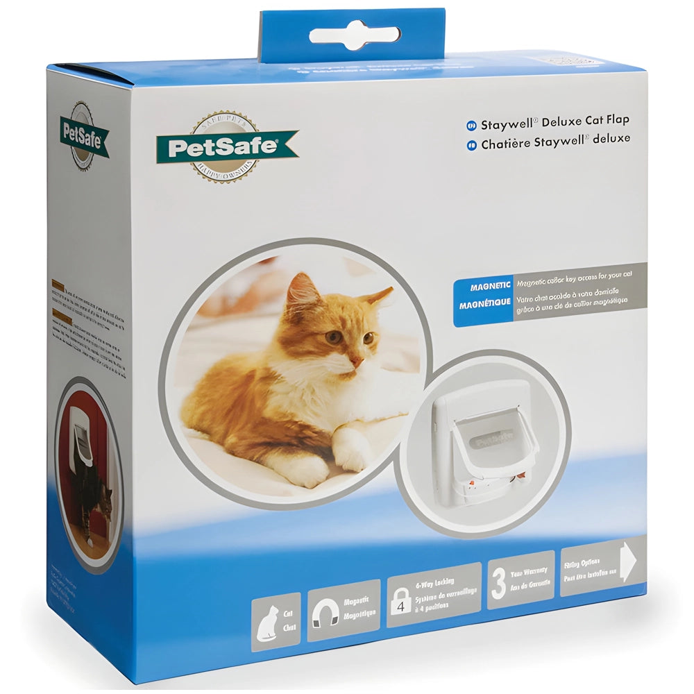 PetSafe Staywell Magnetic 4-Way Locking Deluxe Cat Flap, White