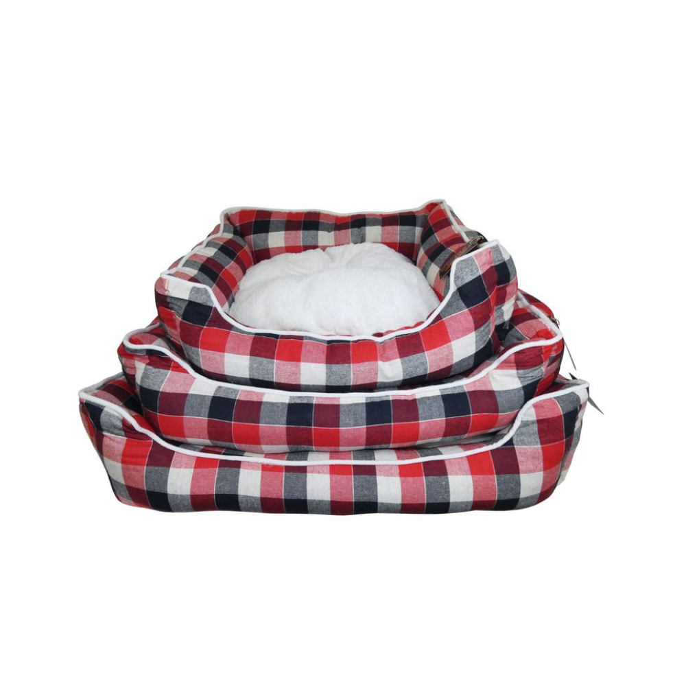 Slumber Check Dog Bed 26 inch – Red & Black