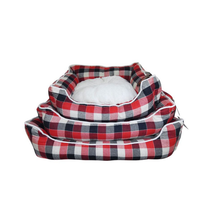 Slumber Check Dog Bed 26 inch – Red & Black