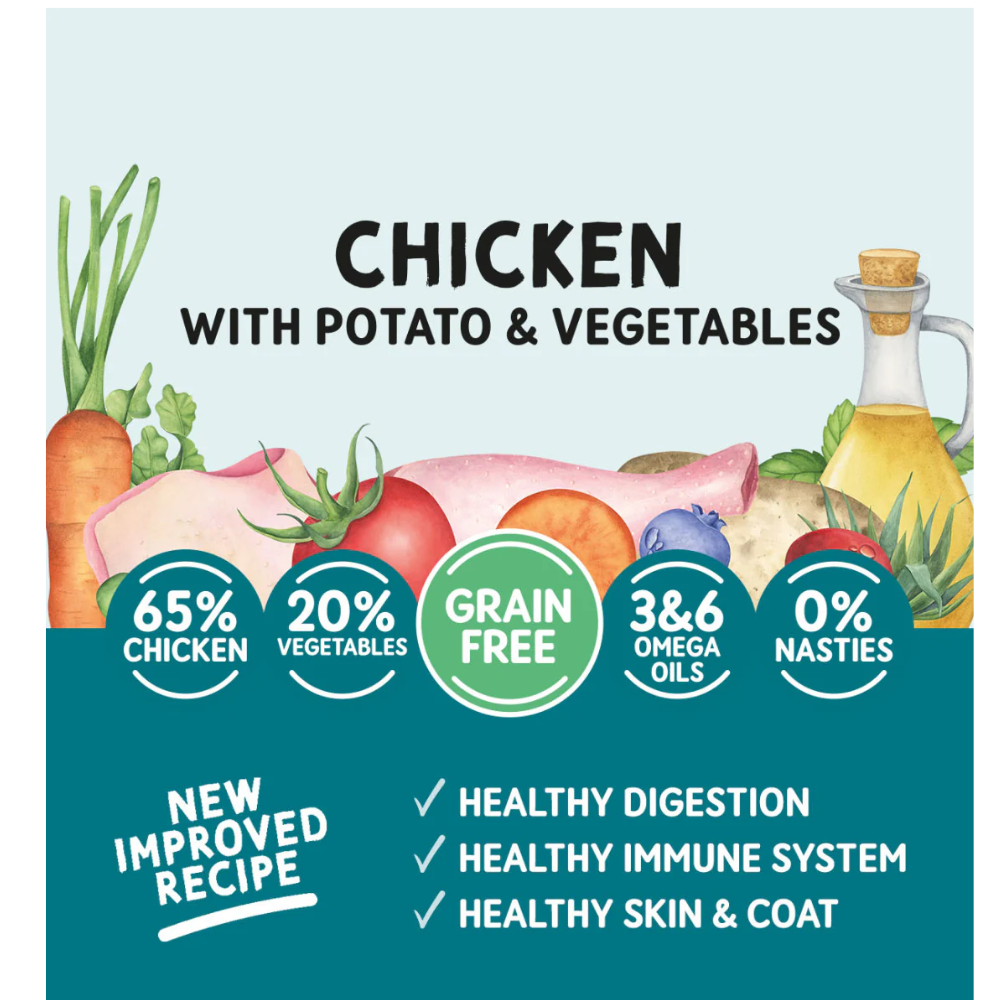 Naturo Adult Dog Grain Free Chicken & Potato with Vegetables - 400g Trays x 12