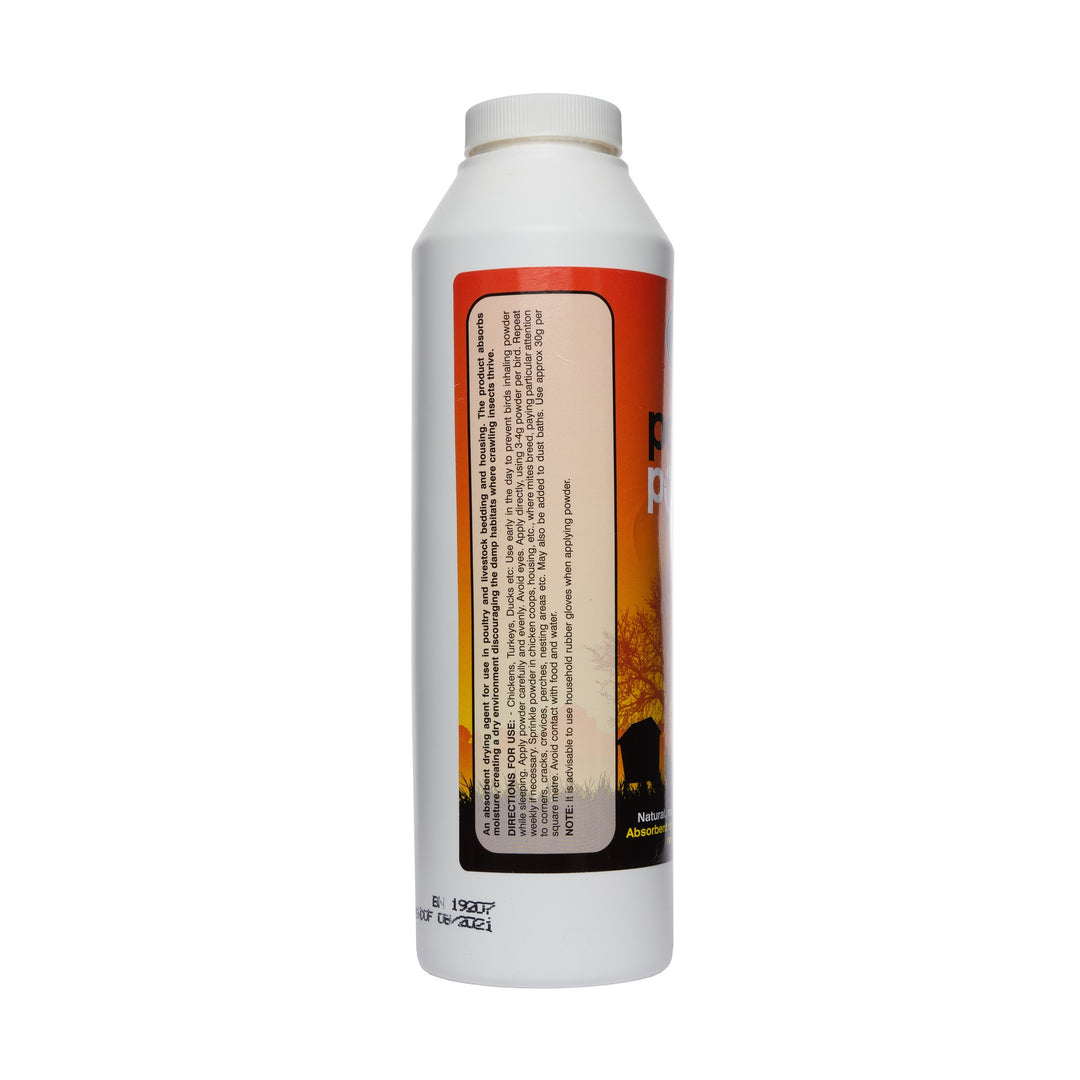 Johnson's Poultry Mite and Lice Powder 250g label with directions for use on birds and in housing