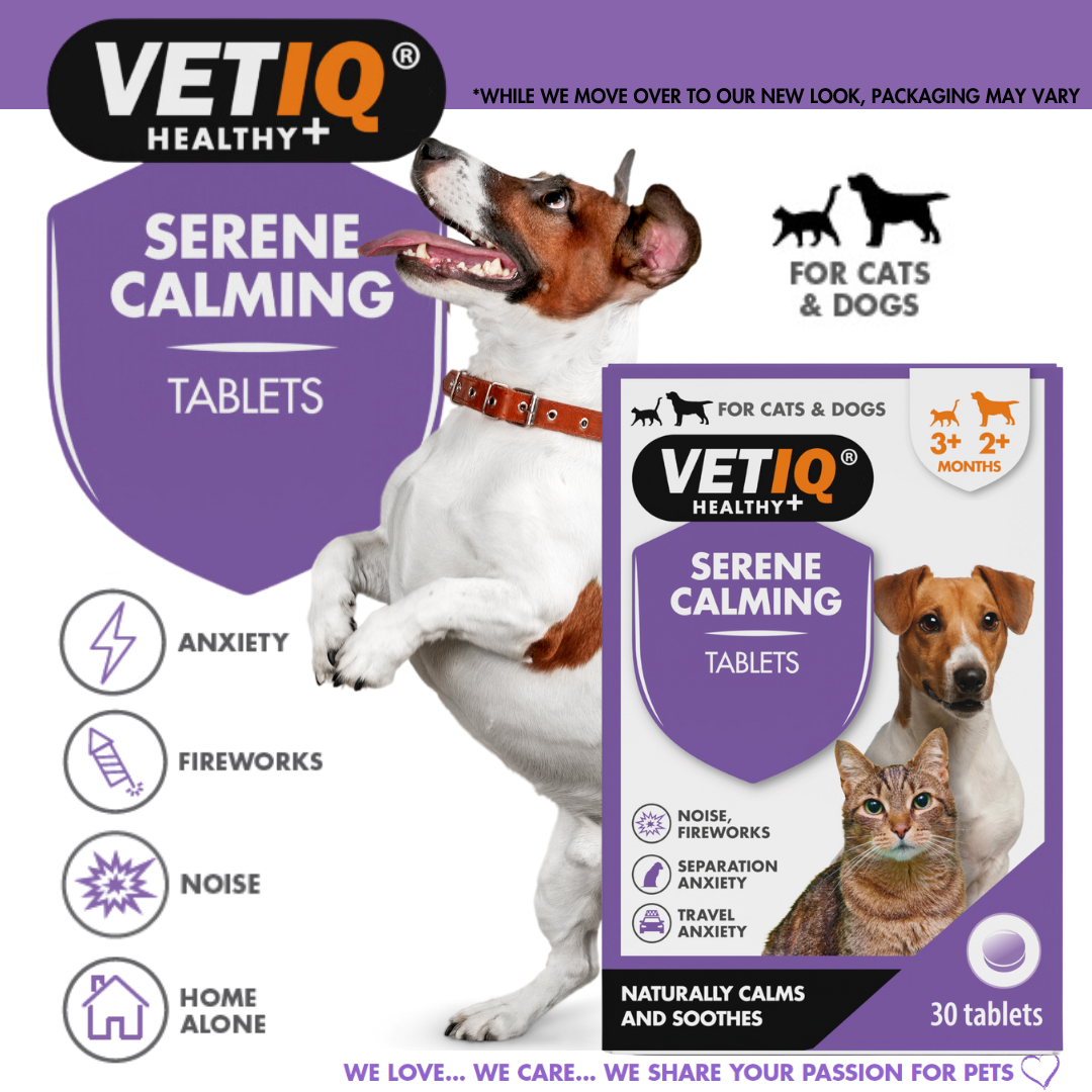 VetIQ Serene Calming Tablets for anxiety, fireworks, noise and home alone