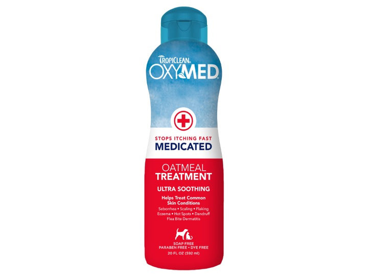 TropiClean OxyMed Medicated Oatmeal Treatment bottle, front